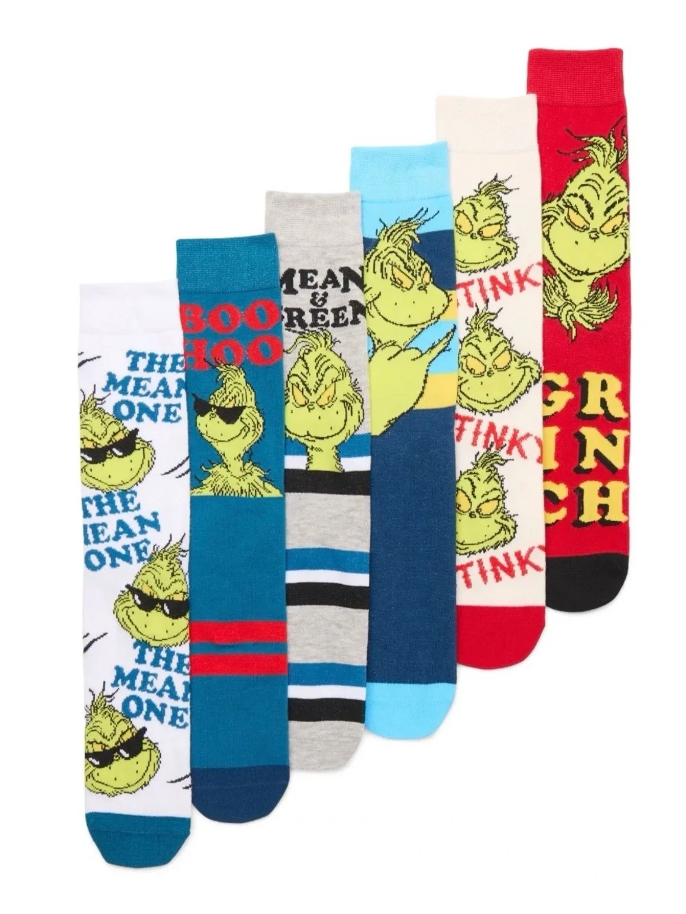 The Grinch Crew Socks, 6-Pack, Sizes 8-12